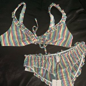 NWT: solid and striped bathing suit bottom